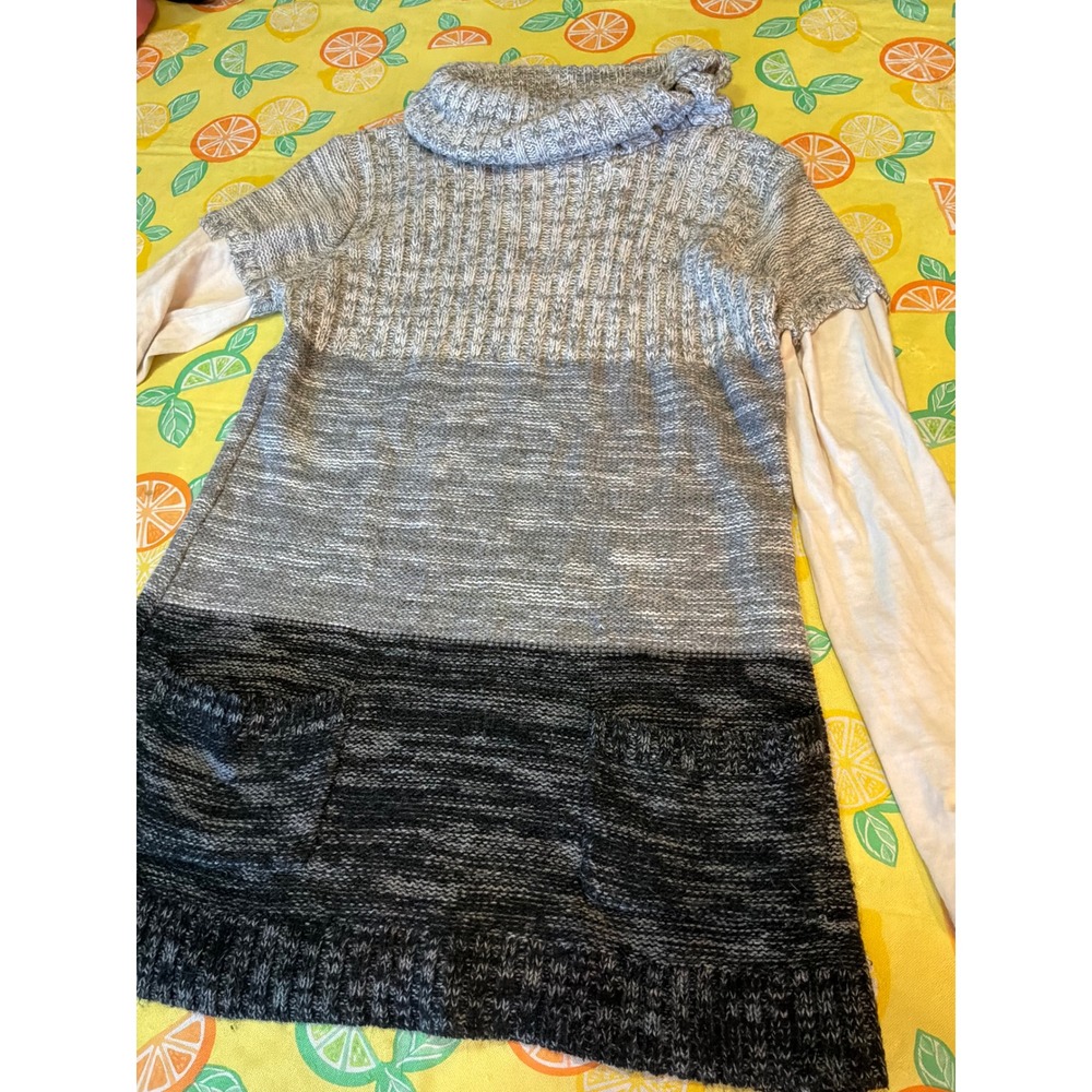 Energie Colorblock Cowl‎ Neck Tunic Sweater Womens Large Grey